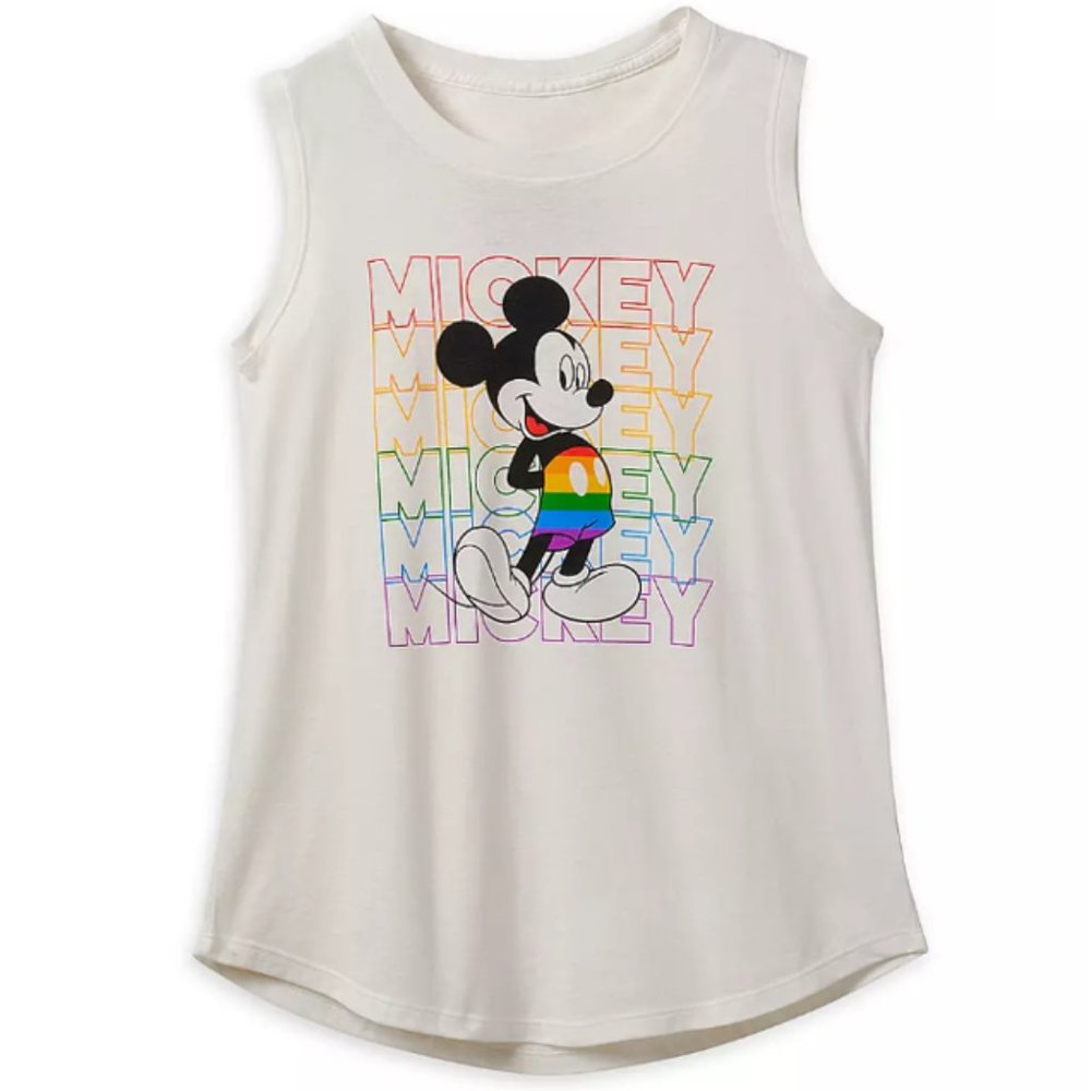 Disney Mickey Mouse Rainbow  🌈 Pride Tank Top\Muscle Tee | Off White | Size L
